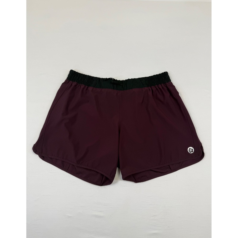 Burnside Womens 3XL Burgundy Athletic Shorts Black Elastic Waist Back Zip Pocket